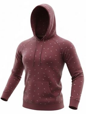 Denim & Flower Men's Maroon Hooded Sweatshirt with Micro-Print